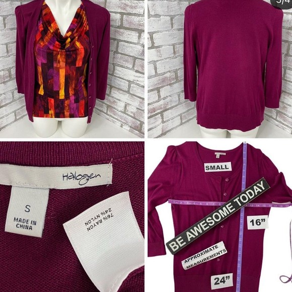 Halogen Womens Top Cardigan Combo Size Small Lot of 2 Purple Orange Sleeveless - Picture 8 of 9